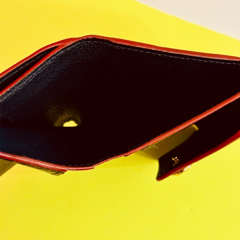 Louis Vuitton Black Embossed Monogram Small Wallet with Red Trim - Picture 12 of 16